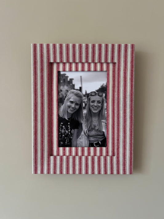 Red Stripe Fabric Photo Frame