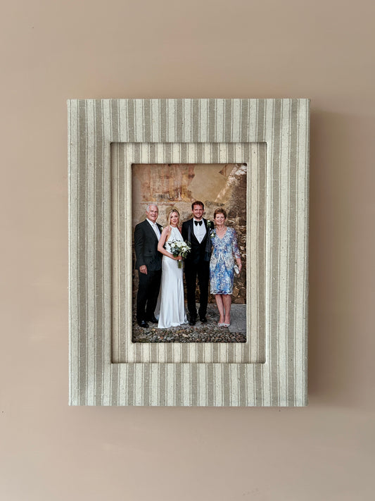 Sage Stripe Fabric Photo Frame